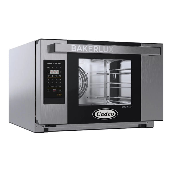 Cadco Bakerlux Station XAFT-03HS-LD 3-Shelf Half Size Heavy-Duty Digital Countertop Convection Oven with LED Control Panel - 208-240V