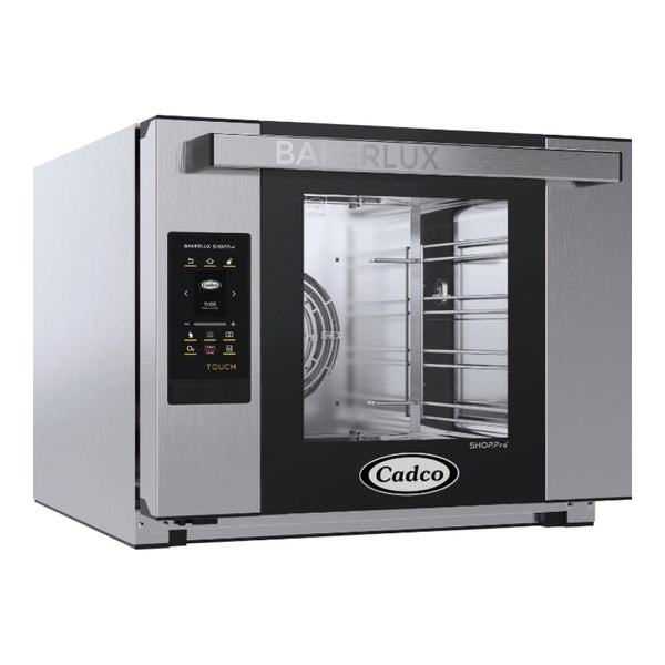 Cadco Bakerlux Station XAFT-04HS-TD 4-Shelf Half Size Heavy-Duty Digital Countertop Convection Oven with Touch Control Panel - 208-240V