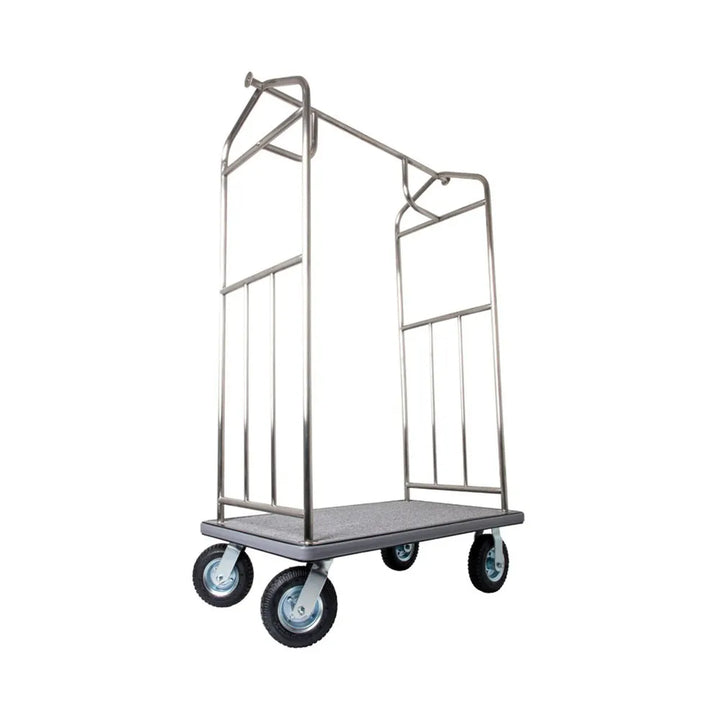 Hospitality 1 Source XDBCEC-6 Transporter Bellman's Cart — Chrome 6" pneumatic wheels 2