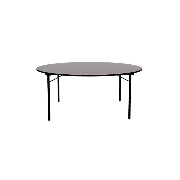 Ash Round Table (Linen-Free) Ø 150 x H 75 cm, Durable, Strong And Naturally Beautiful, Black Metal Folding Legs