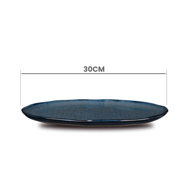 Don Bellini Craftstone 11.5"/30cm Blue Round Porcelain Plate, Pack of 6 Pcs