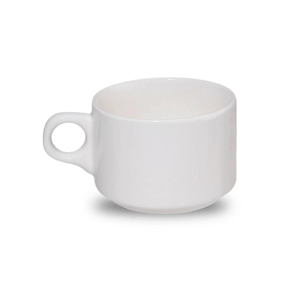 Furtino England Finesse 6.5oz/20cl White Round Porcelain Stackable Cup, Pack of 12