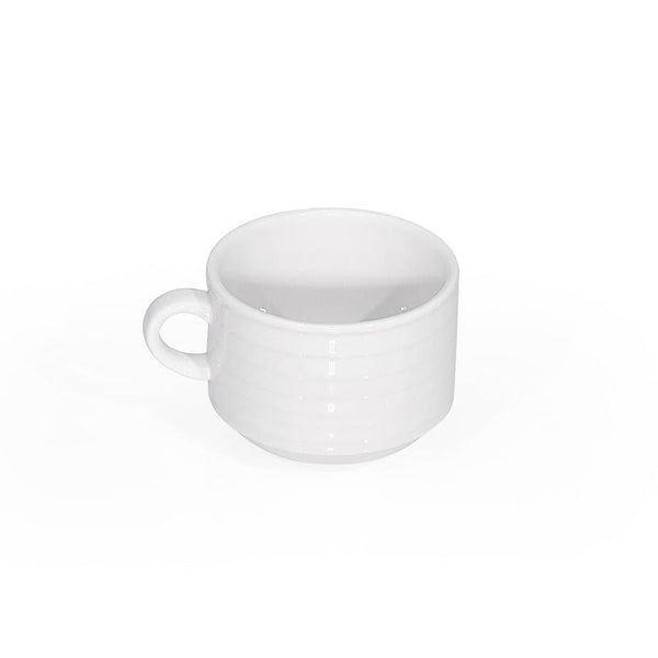 Furtino England Row 10cl/3.5oz White Porcelain Espresso Cup Staking, Pack of 6