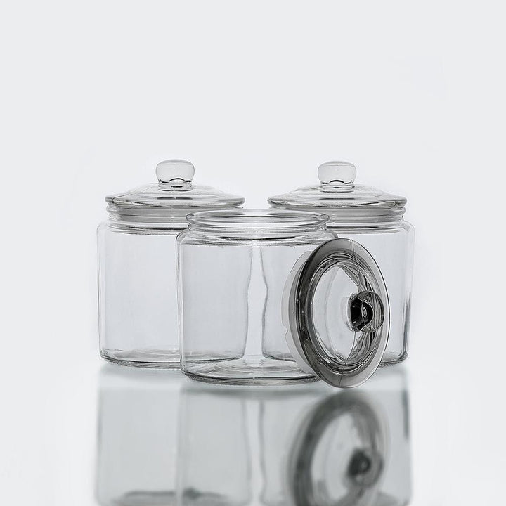 Glass Storage Container 0.9 L, BPA-Free, Non-toxic. Wide opening, Clear