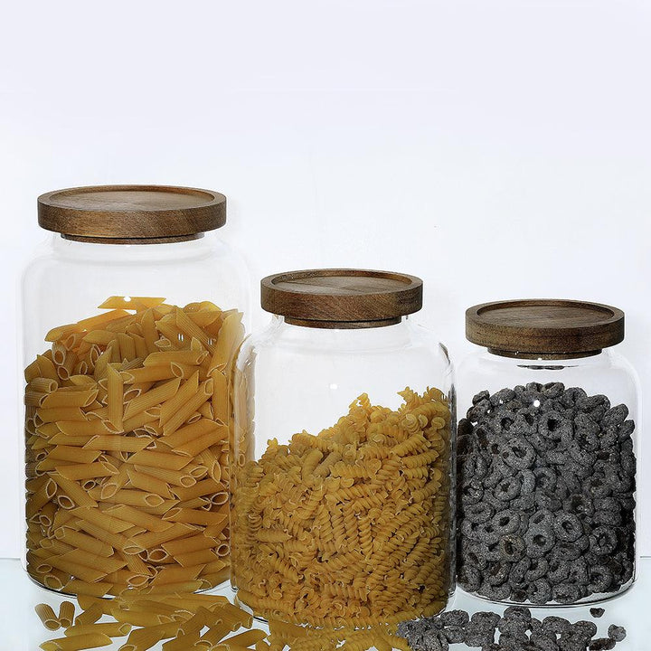Kitchen Glass Jar 1.0 L, Durable Bamboo Lid airtight seal keeps food fresh