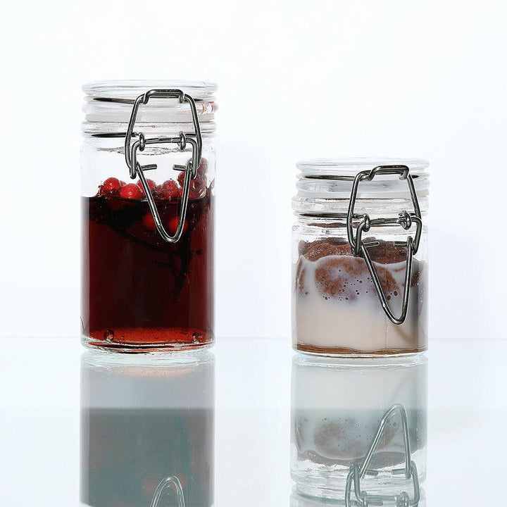 Preserve Clip Jar 70 ml Storage Container Spice With Clear Preserving Seal Wire Clip Fastening with Airtight Clip Lid, Clear