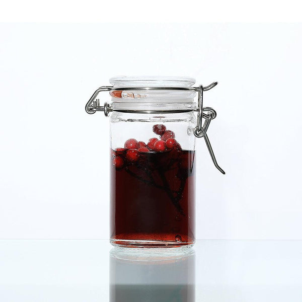 Preserve Clip Jar 70 ml Storage Container Spice With Clear Preserving Seal Wire Clip Fastening with Airtight Clip Lid, Clear