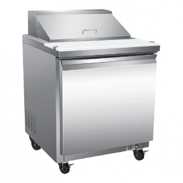 Serv-Ware SP29-8-HC 29” Stainless Steel Sandwich Prep Unit with 1 Solid Door and 8 Pan Capacity. 7 cu. ft.