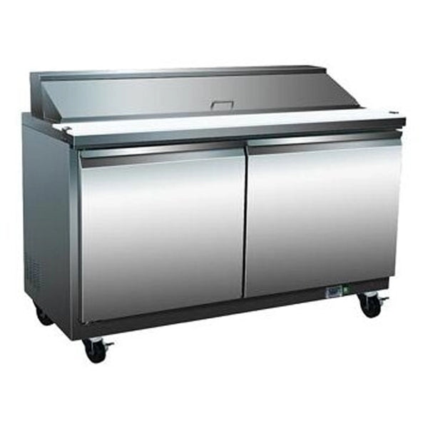 Serv-Ware SP48-18M-HC 48.2” Stainless Steel Mega Top Sandwich Prep Table with 2 Solid Doors, 115v/1ph, 12 cu.ft