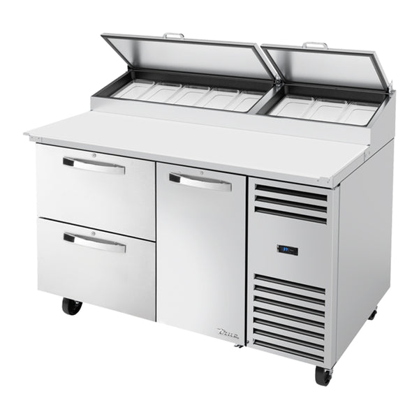 True TPP-AT-60D-2-HC-SPEC3 Spec Series 60 1/4" Refrigerated Pizza Prep Table with Two Drawers and One Door
