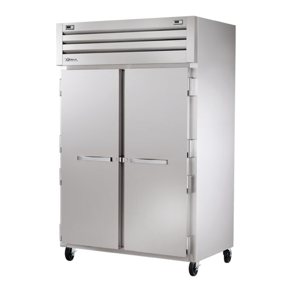 True STR2DT-2S Spec Series 52 5/8" Stainless Steel 2 Section Solid Door Dual Temperature Reach-In Refrigerator / Freezer