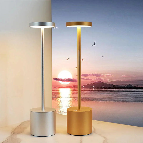 Wundermaxx Rechargeable Gold Cordless Tall Tower Table Lamp With Adjustable Height, 8 X 26-36 cm